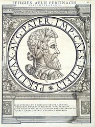 Aelius Pertinax, illustration from Imperatorum Romanorum Omnium Orientalium et Occidentalium Verissimae Imagines ex Antiquis Numismatis
